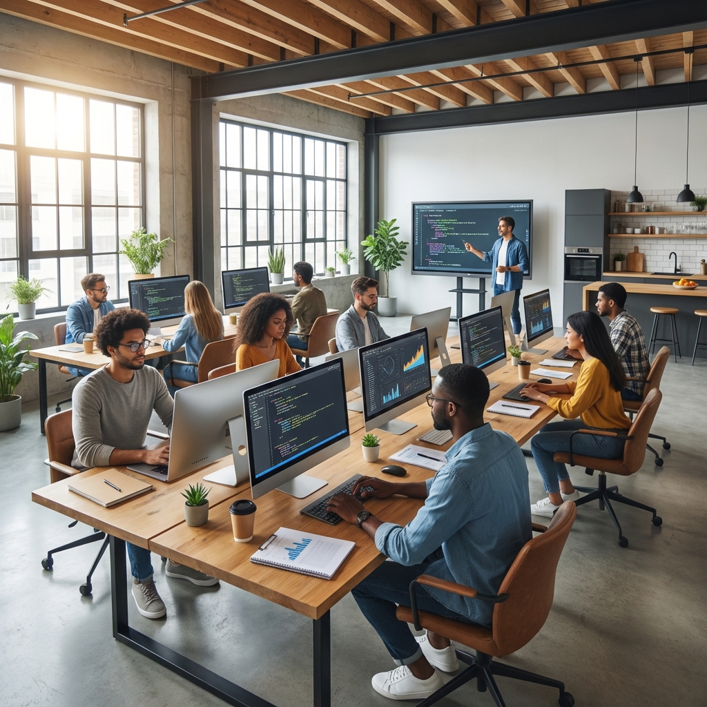 Modern tech training classroom